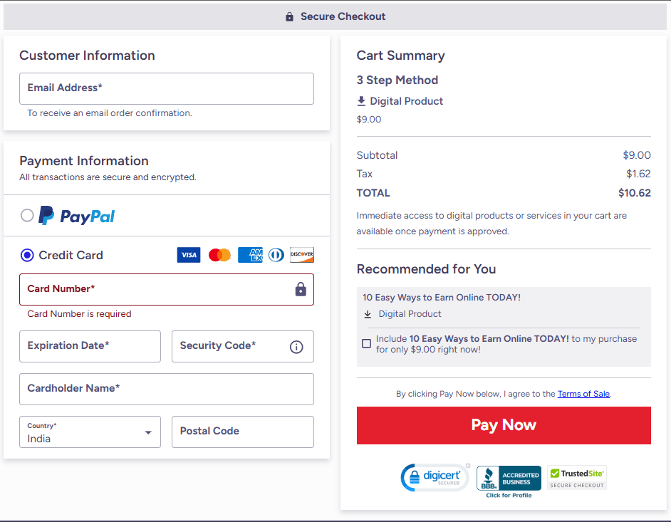 3 Step Method™-Secure-Checkout